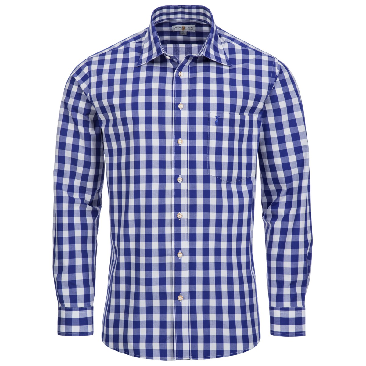 Trachtenhemd Beppo Regular Fit zweifarbig in Hellblau und Dunkelgrün von Almsach 